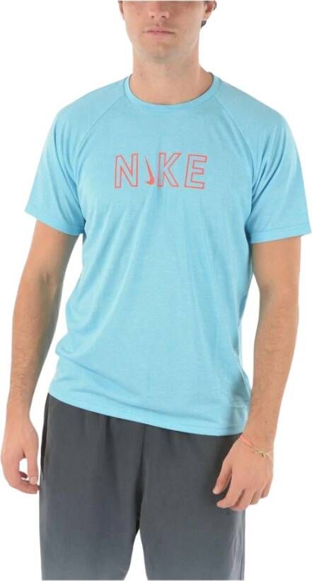 Nike Swim Logo Dri-Fit T-Shirt Blauw Heren