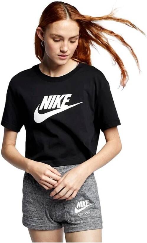 Nike Sportswear Essential Kort T-shirt met logo voor dames Zwart