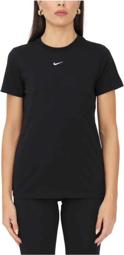 Nike Zwarte Katoenen T-Shirt voor Vrouwen Zwart Dames