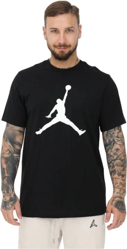 Jordan Zwart Print T-shirt voor Mannen Black Heren