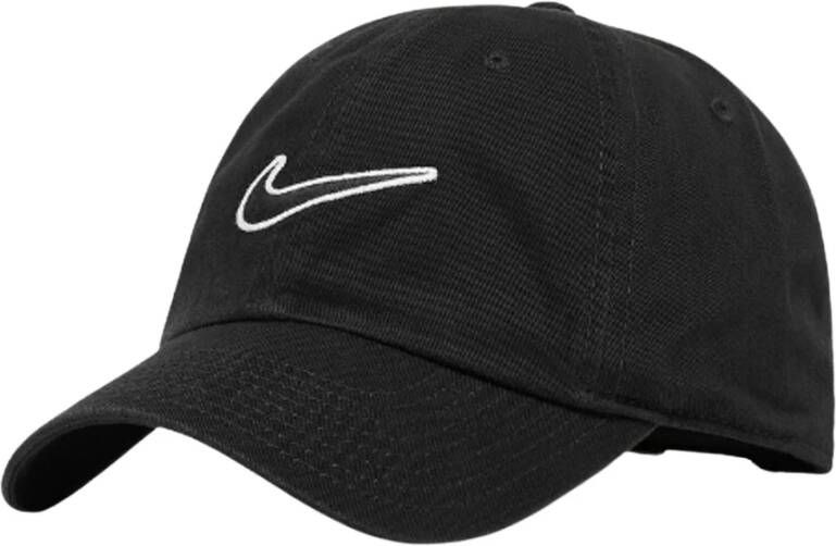 Nike Zwarte Katoenen Twill Hoed Klassiek Ontwerp Verstelbare Pasvorm Zwart