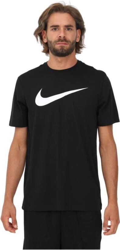 Nike Zwarte Oversized Swoosh T-Shirt Zwart Unisex