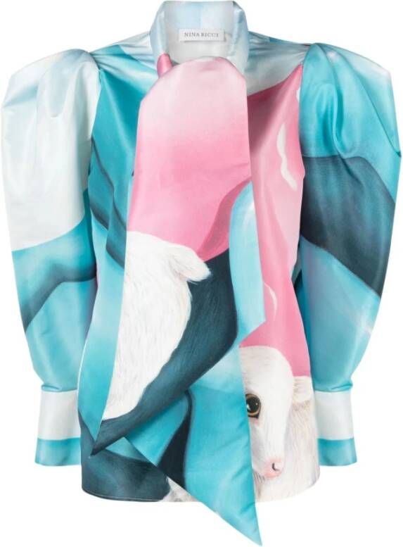 Nina Ricci Lange Mouwen Top in Roze Blauw Grijs Multicolor Dames