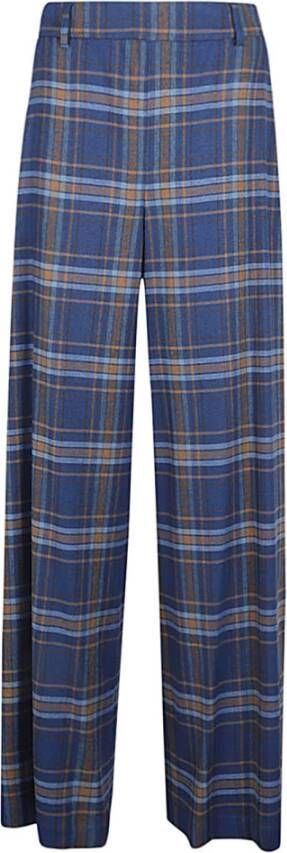 NIU Wijde geruite broek Blauw Dames