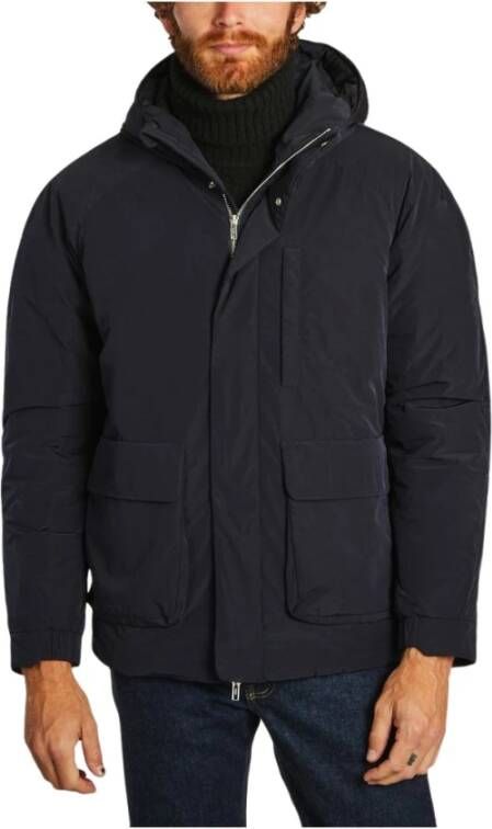 Nn07 Bo Hooded Short Parka Blauw Heren