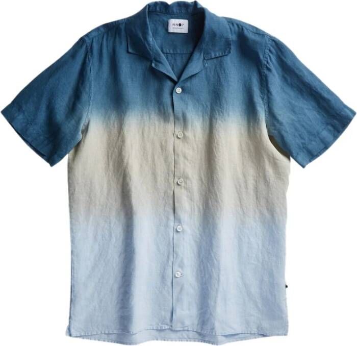 Nn07 Miyagi linnen shirt met korte mouwen Blauw Heren