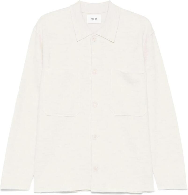 Nn07 Jonas Overhemd Witte Knoopdetails Beige Heren