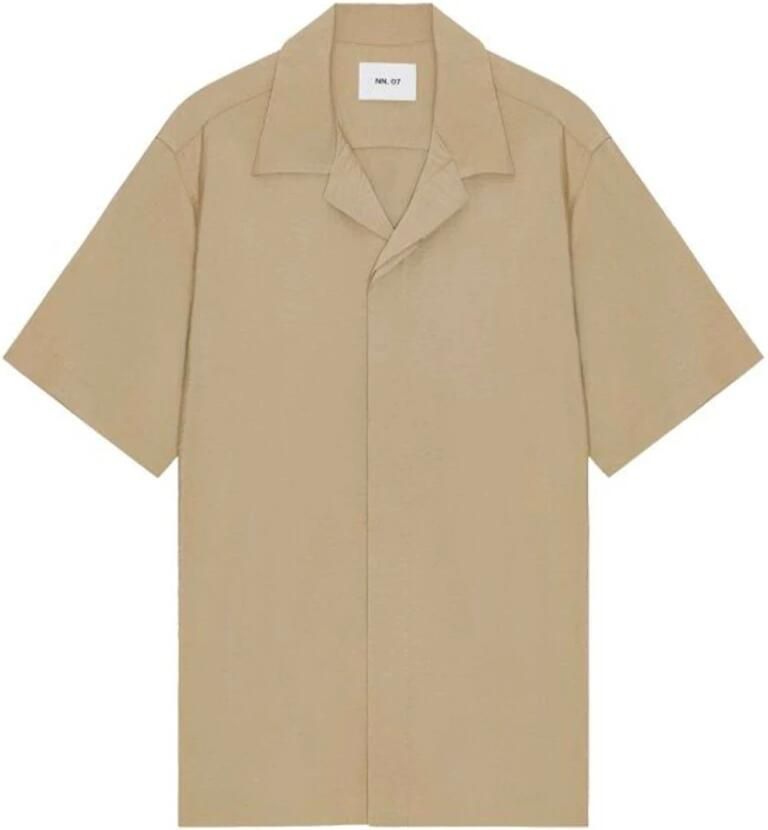 Nn07 Lichte Seersucker Blend Overhemd Beige Heren