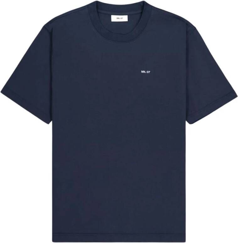 Nn07 No Nationality Adam T-shirt Blauw Blue Heren