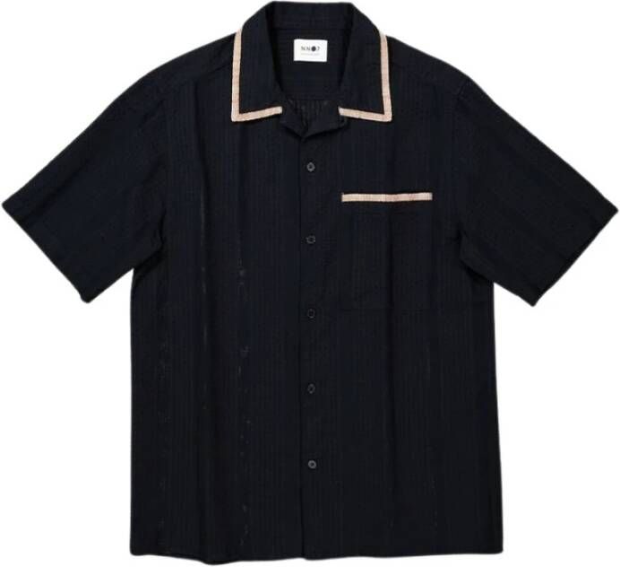 NN07 Overhemd met contrasterende afwerking Zwart