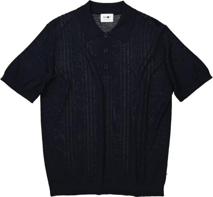 NN07 Opengebreid poloshirt Blauw