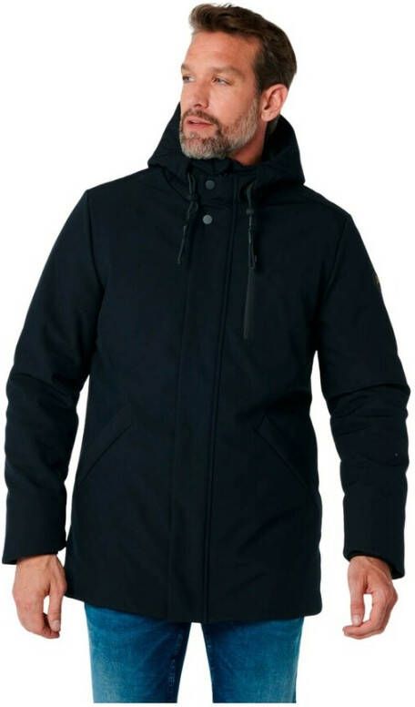 No Excess Jacket mid long fit hooded softshel ink Blauw Heren