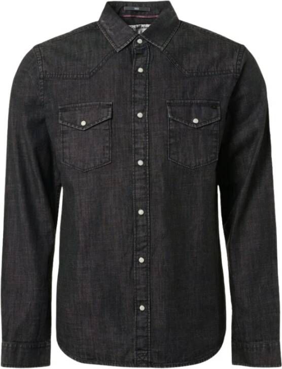 No Excess Overhemd Lange Mouw Overhemd Denim Twill Antraciet