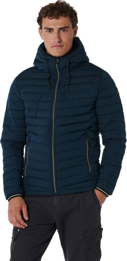 No Excess Jacket short fit hooded padded carbon blue Blauw Heren