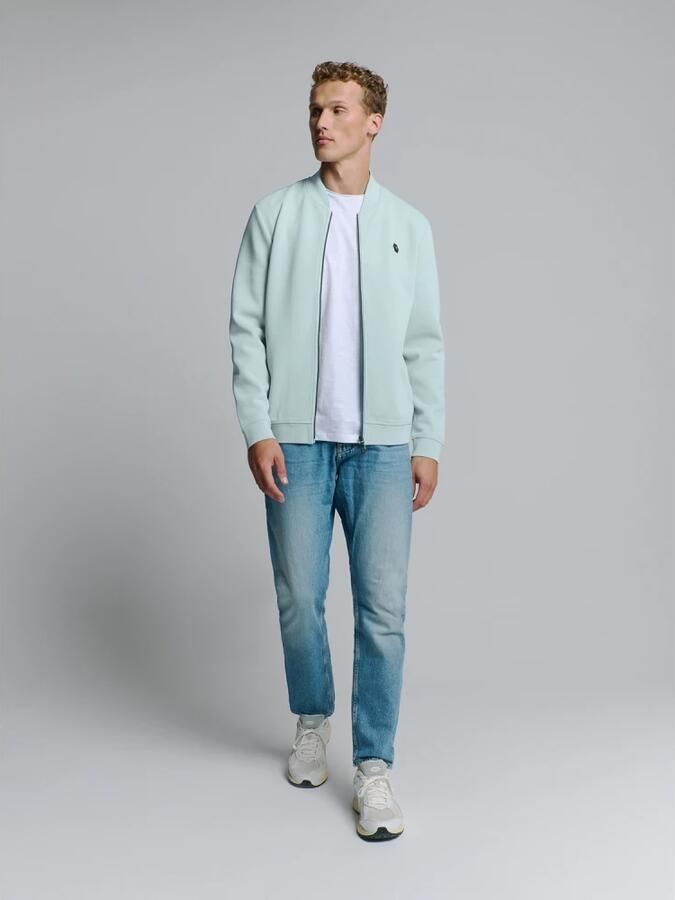 No Excess Pique Bomber Full Zip Sweater Blue Heren - Foto 4