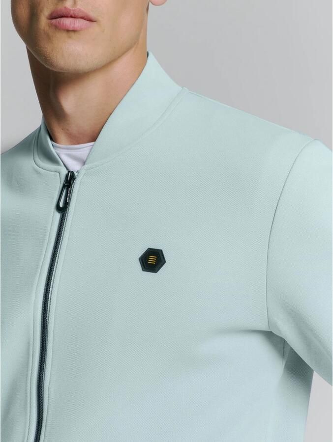 No Excess Pique Bomber Full Zip Sweater Blue Heren - Foto 2