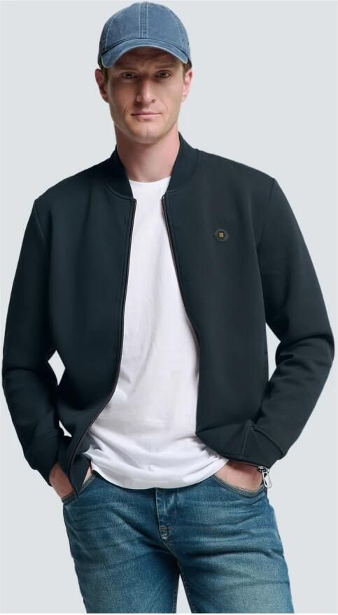 No Excess Piqué Bomber Rits Vest Blue Heren - Foto 3