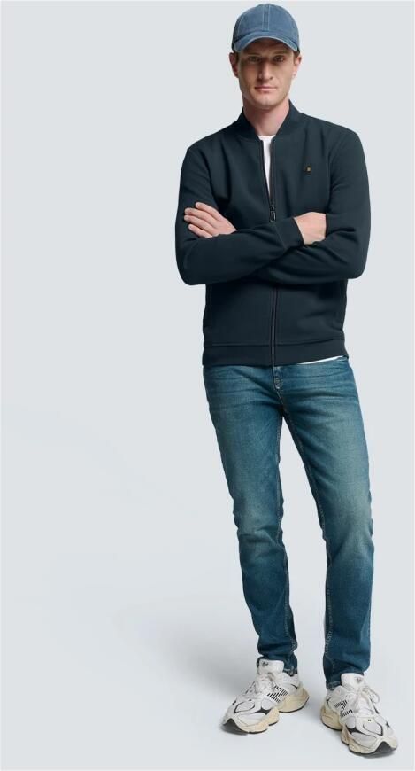 No Excess Piqué Bomber Rits Vest Blue Heren - Foto 4