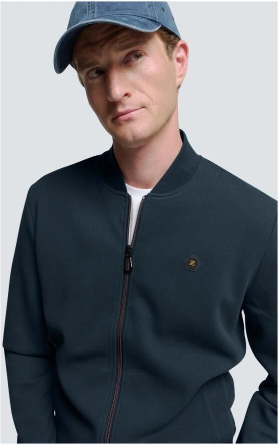 No Excess Piqué Bomber Rits Vest Blue Heren - Foto 2