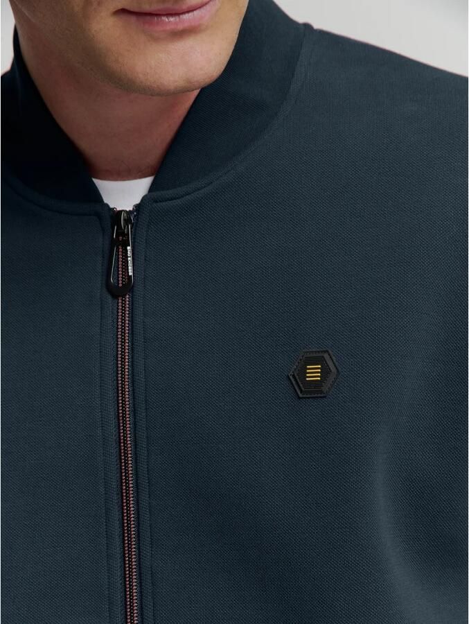 No Excess Piqué Bomber Rits Vest Blue Heren