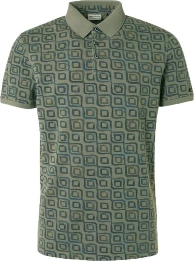 No Excess Poloshirt Print Army Groen Heren