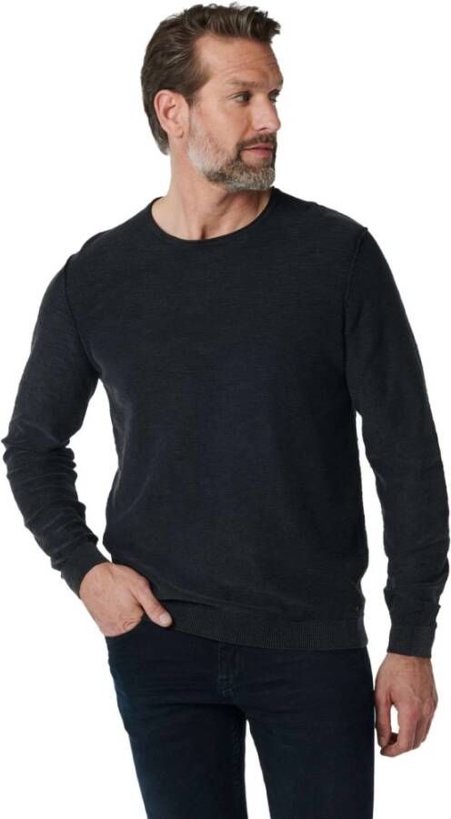 No Excess Pullover crewneck slub garment dyed black Zwart Heren