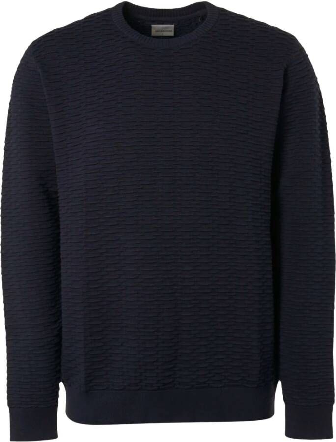 No Excess Pullover crewneck solid jacquard r ink Blauw Heren