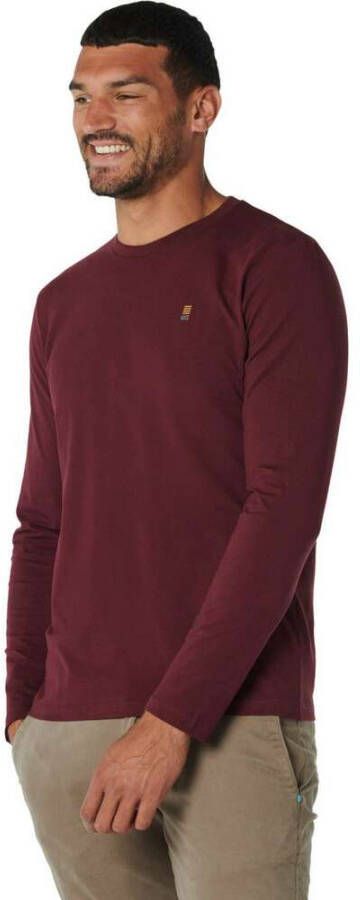No Excess T-shirt long sleeve crewneck solid port wine Rood Heren