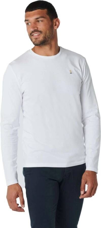 No Excess T-shirt long sleeve crewneck solid white Wit Heren
