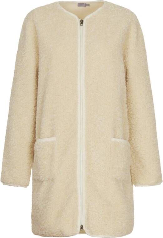 No man's land Zacht Lang Vest met Dubbele Rits Beige Dames
