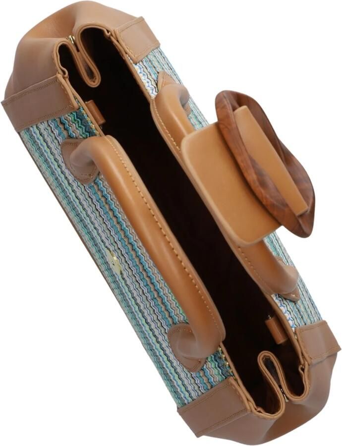 Noa Harmon Kameel Handtas met Raffia Detail Multicolor Dames - Foto 2