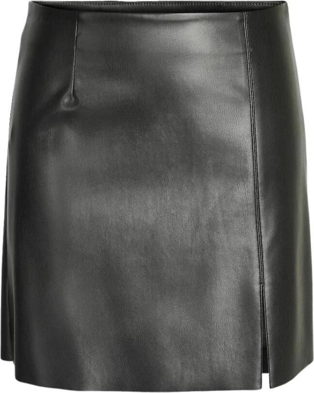 Noisy May Zwarte Leren Hoge Taille Split Rok Black Dames - Foto 2