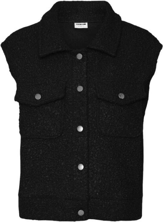 Noisy May Zwarte Boucle Vest | Freewear Zwart Black Dames