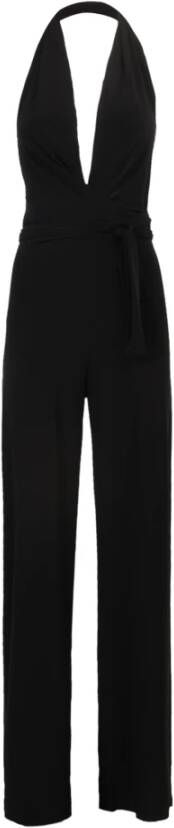 Norma Kamali Halterneck V-Hals jumpsuit Zwart Dames