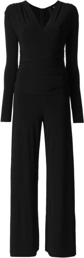 Norma Kamali Zwarte V-hals jumpsuit met lange mouwen Zwart Dames