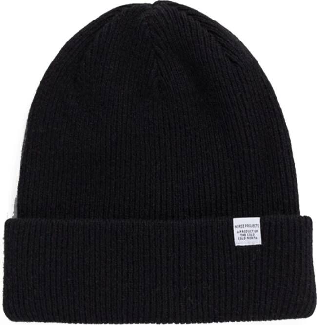 Norse Projects Logo Appliqué Muts Zwart Black Heren