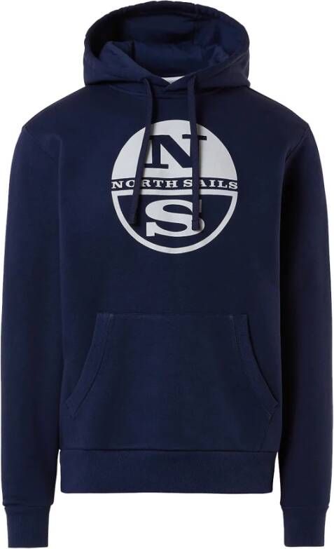 North Sails Blauwe hoodie met groot logo Blauw Heren