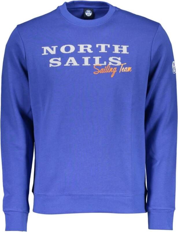 North Sails Blauwe Katoenen Trui met Print Blue Heren