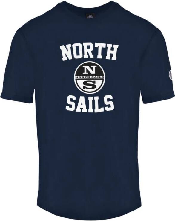 North Sails Blauwe Crewneck T-shirt met Front Print Blue Heren