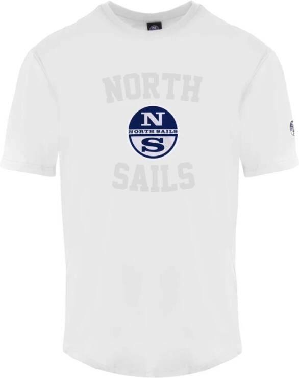 North Sails Crewneck T-shirt met voorprint Wit Heren