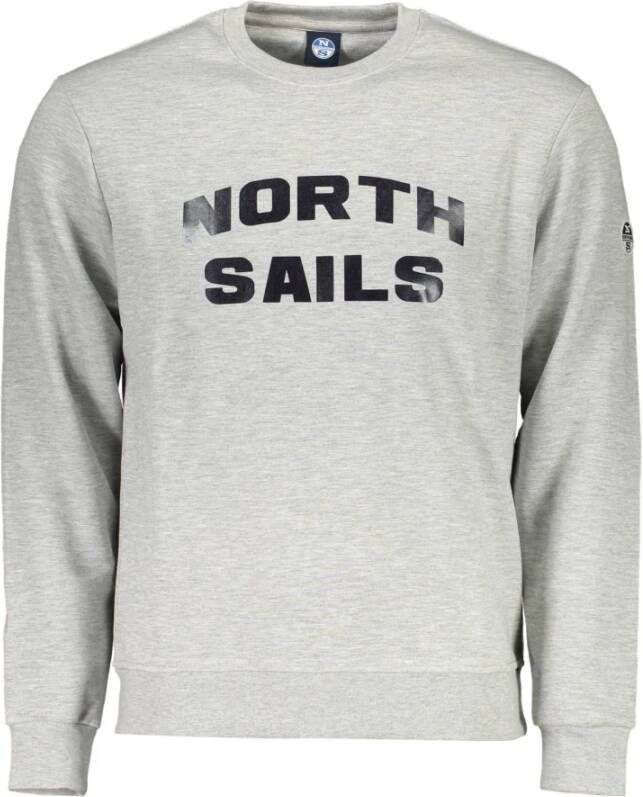 North Sails Grijze Katoenen Trui met Logo Print Grijs Heren