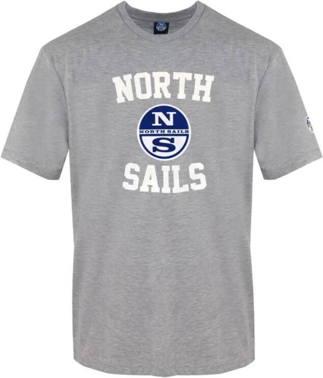 North Sails Heren T-shirt in effen kleur met voorprint Gray Heren
