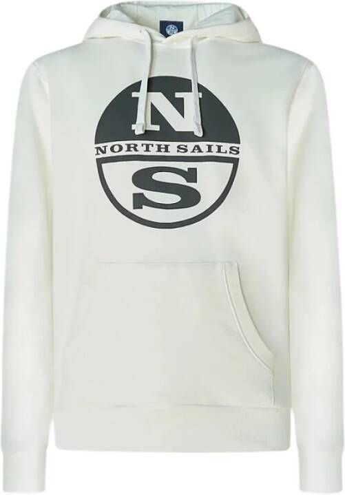 North Sails Biologisch katoenen hoodie met geborstelde achterkant en geribbelde afwerking White Heren