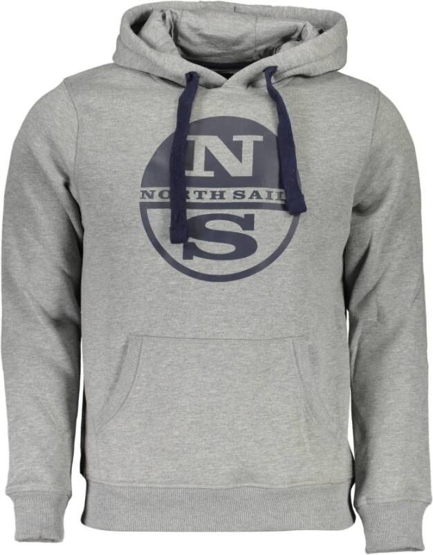 North Sails Grijs capuchon sweatshirt met logo print Gray Heren
