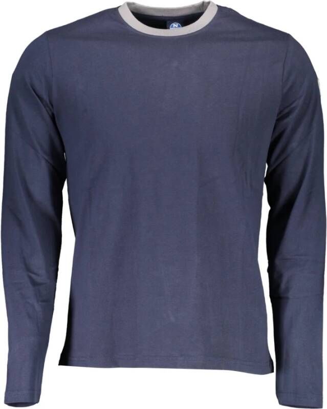 North Sails Blauw Katoenen T-Shirt met Lange Mouwen Blue Heren
