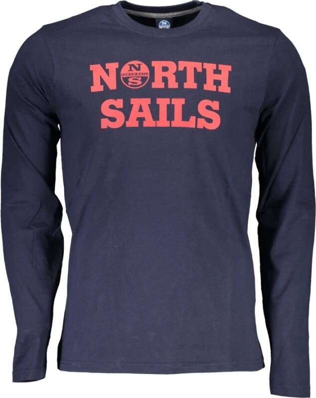 North Sails Blauw T-shirt met lange mouwen en logoprint Blue Heren