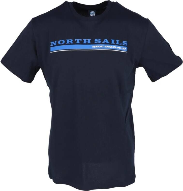 North Sails Blauwe Print Ronde Hals T-shirt voor Heren Blue Heren