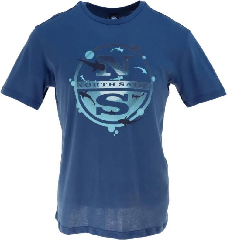 North Sails Men& T-shirt Blauw Heren