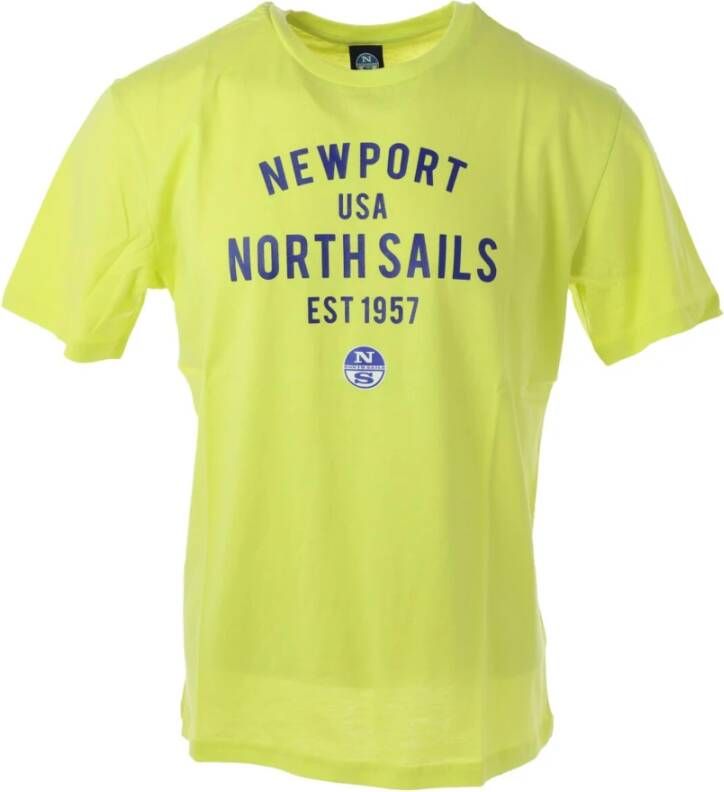 North Sails Gele Print T-Shirt voor Heren Yellow Heren