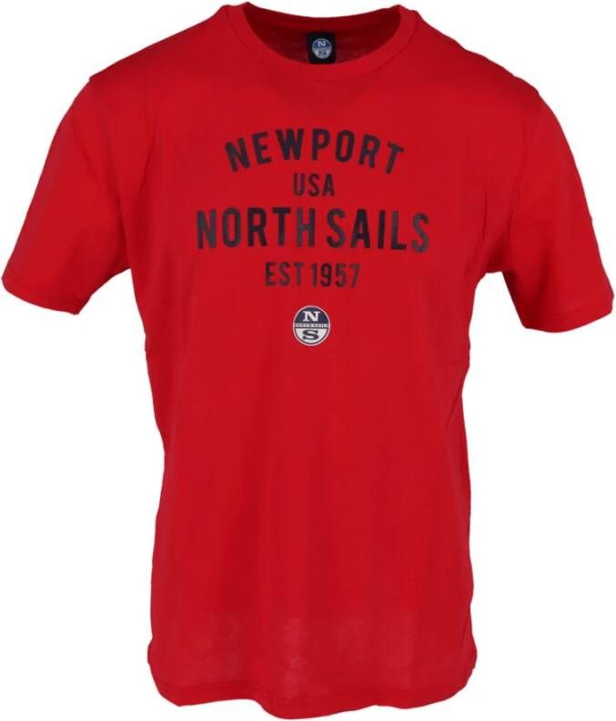 North Sails Rode Print T-shirt voor Heren Red Heren